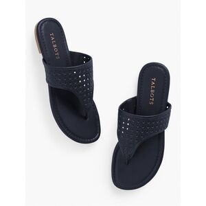 Talbots • Navy Blue Gigi Faux Napa Sandals Sz 8 Round Toe Casual